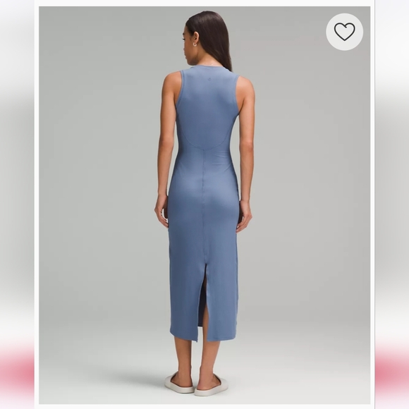 lululemon All Aligned Ribbed Midi Dress oasis blue sz 4 NWT - Picture 2 of 6